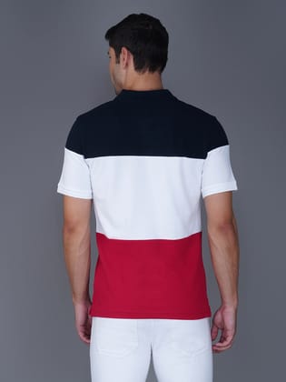 Men’s Premium Cotton Color Block Polo T-shirt Navy/white/Red