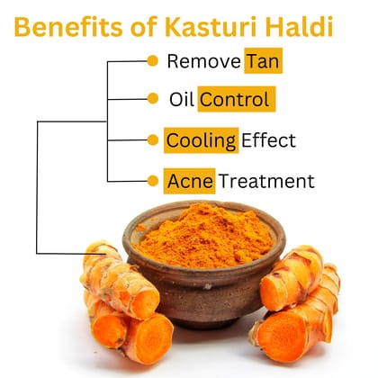 LEvee 100% Natural Kasturi Haldi Powder | Pure Wild Turmeric for Face & Skin Brightening | Non-Staining Acne & Pimple Control Mask | No Preservatives, No Chemicals | Glowing Skin & Tan Removal | For All Skin Types | 200gm