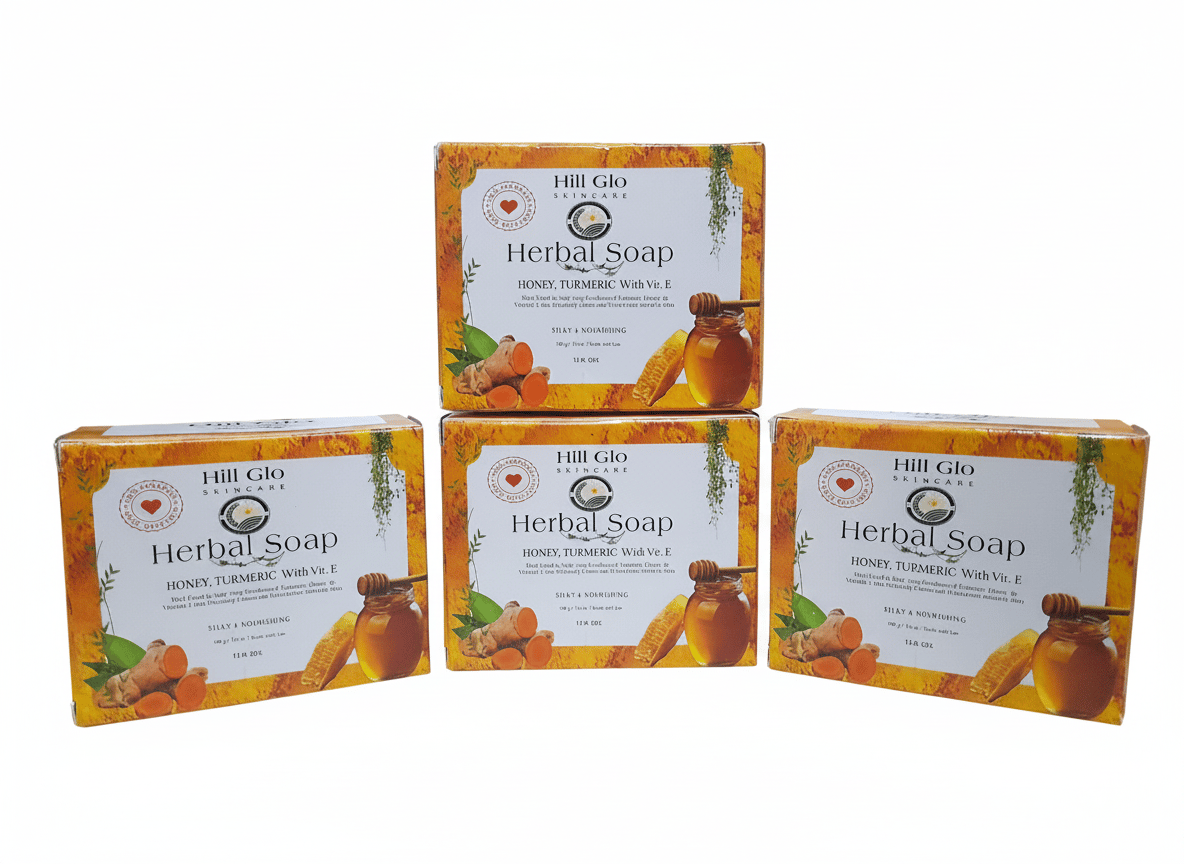 Hill Glo Herbal Soap – Honey,Turmeric with Vitamin E (Pack of 4 x 100g)