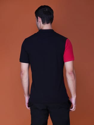 Men’s Premium Cotton Color Block Polo T-shirt Red/Black