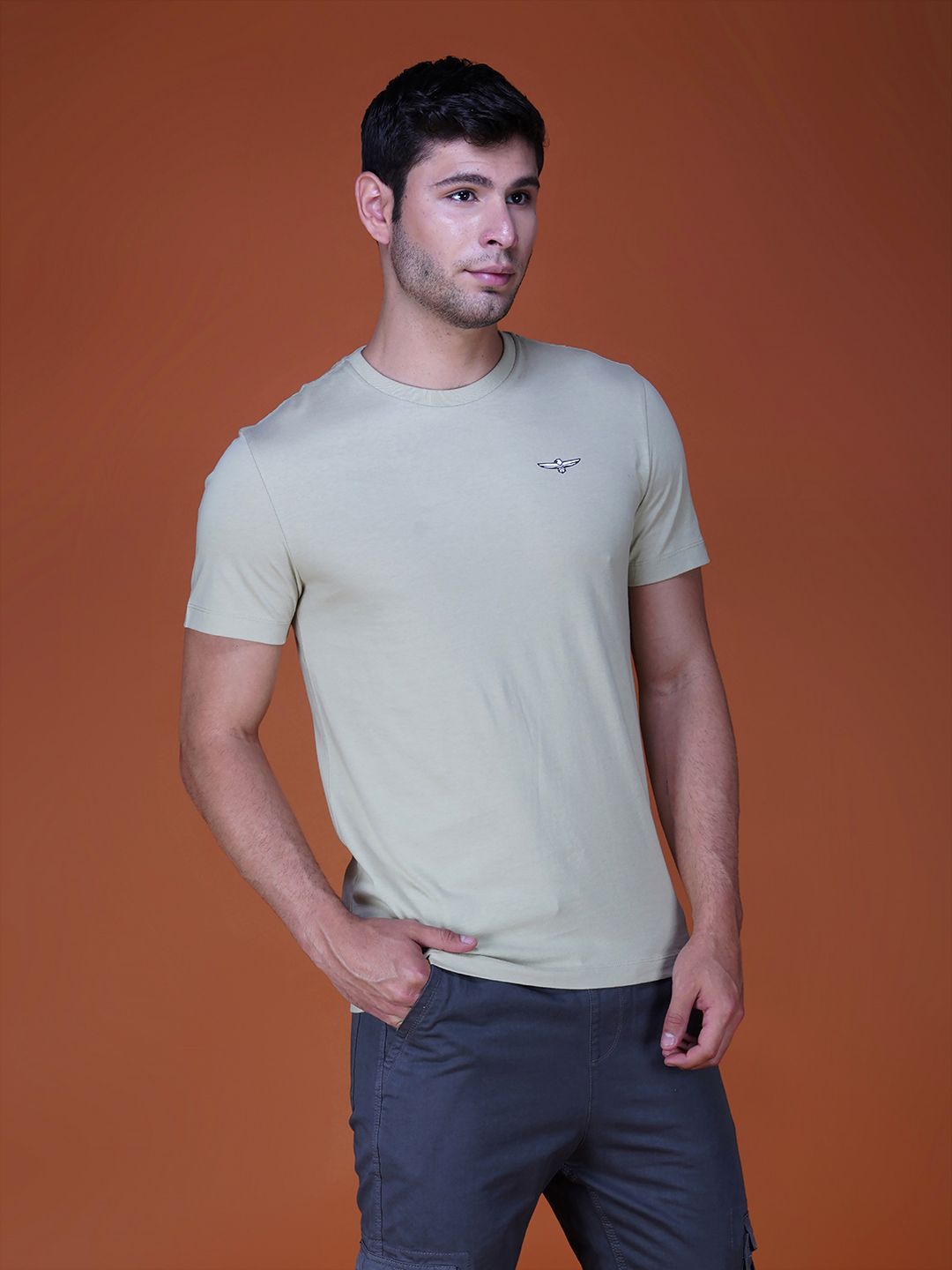 Men's Casual Cotton Jersey Tee Dark Grey 