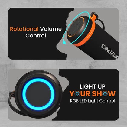 Portronics 15W Breeze 7 Wireless Bluetooth Speaker with Rotational Volume Control, Upto 6 Hours Playtime, Bluetooth 5.4V, Passive Bass Radiator, TWS Mode, RGB LED Lights, Type C Charging(Black)&nbsp;