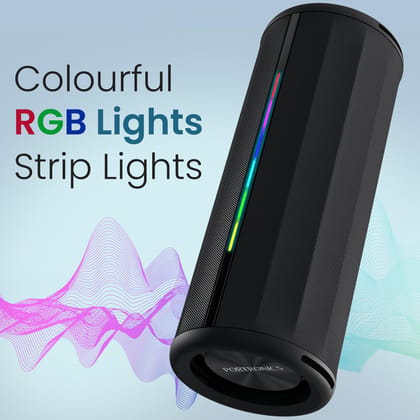 Portronics Nova 40W Portable Bluetooth Speaker with Dual Passive Radiator, Upto 5 Hours Playtime, RGB LED Lights, Bluetooth 5.3V, TWS Mode, Handsfree Calling, USB/AUX in Port, Type C Charging(Black)&nbsp;