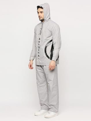 Avengers Reversible Raincoat for Men with Waterproof Pant, Inbuilt Hood & Carry Bag | Durable & Lightweight Rainsuit | Grey