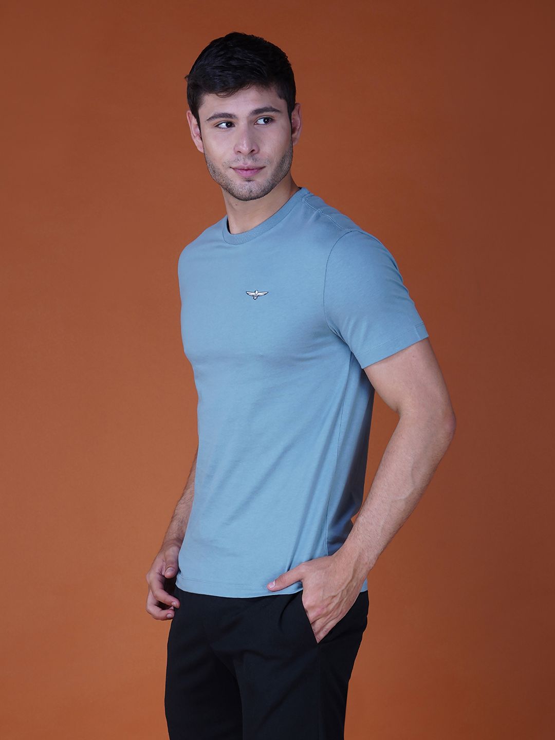 Men's Casual Cotton Jersey Tee Blue 