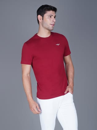 Men's Casual Cotton Jersey Tee Dark Red
