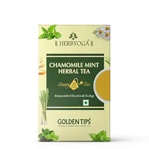 Golden Tips Chamomile Mint Herbal Tea, Blend of Green Tea, Chamomile, Peppermint, Spearmint, Orange Peel & Lemongrass, Refreshing & Calming Tea for Digestion & Relaxation
