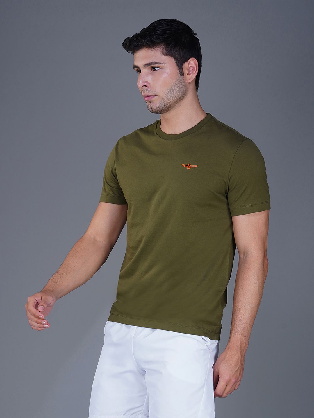 Men's Casual Cotton Jersey Tee Olive