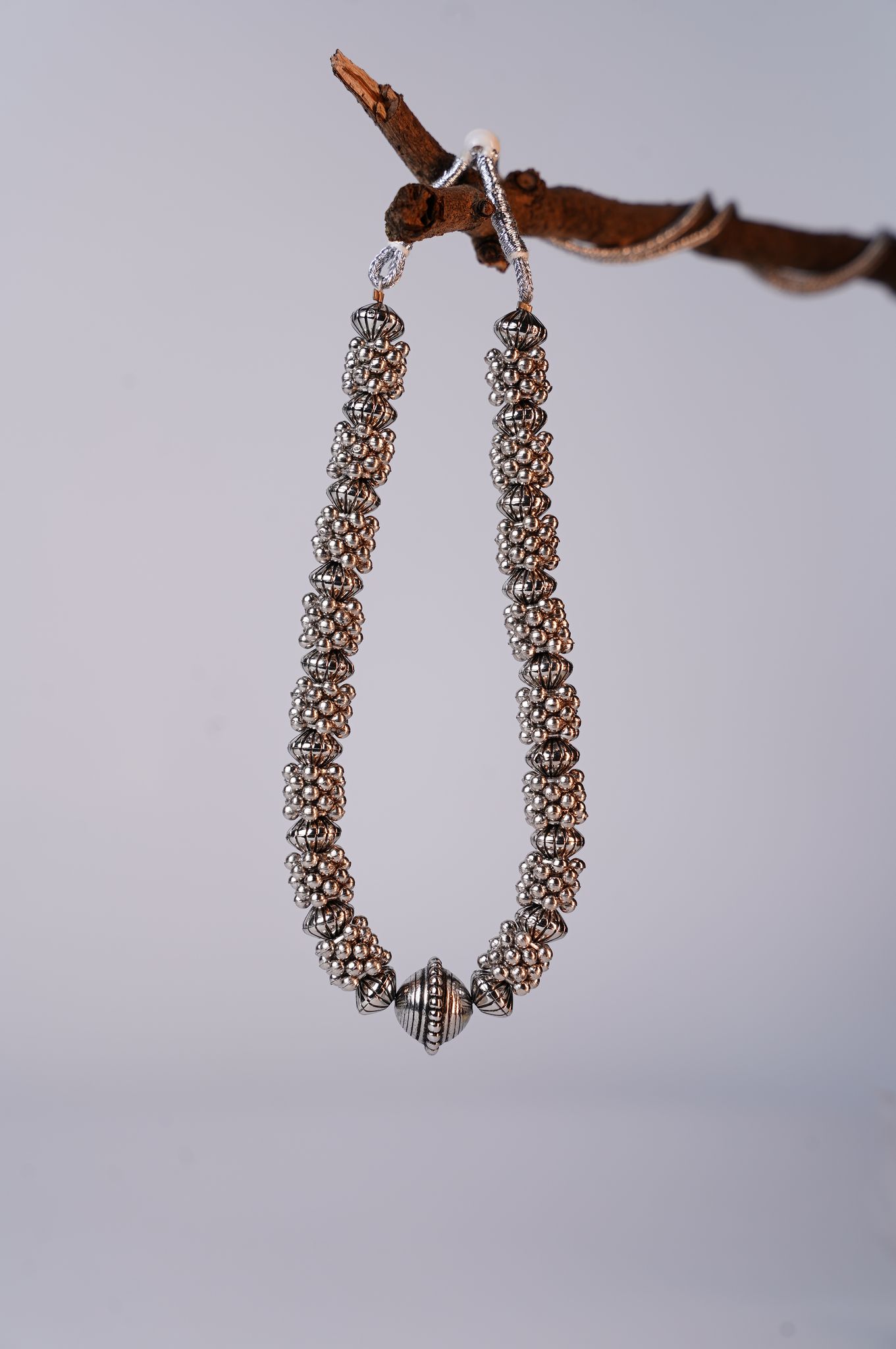 Oxidized Silver-Tone Beaded Necklace Set