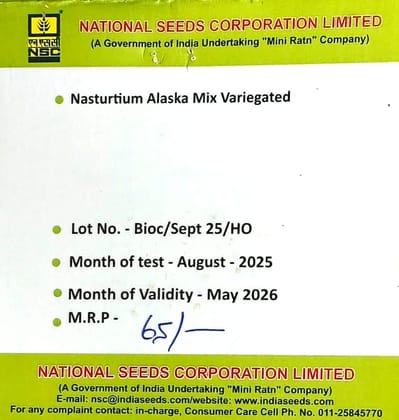 NSC Nasturtium Alaska Mix Variegated Flower Seed NSC Nasturtium Alaska Mix Variegated Flower Seed