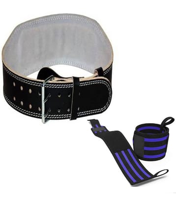 VINTO BEAST MODE COMBO 1 LEATHER (LARGE) 32-36 SIZE GYM BELT, 2 PC WRIST SUPPORTS
