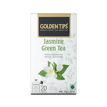 Golden Tips Finest Jasmine Green Tea, 20 Sachets, Naturally Sourced, No Additives, Light Color & Subtle Flavor, Individually Wrapped for Freshness, Soothing Aroma for Relaxation Golden Tips Finest Jasmine Green Tea, 20 Sachets, Naturally Sourced, No Additives, Light Color & Subtle Flavor, Individually Wrapped for Freshness, Soothing Aroma for Relaxation