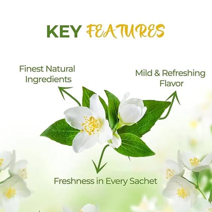 Golden Tips Finest Jasmine Green Tea, 20 Sachets, Naturally Sourced, No Additives, Light Color & Subtle Flavor, Individually Wrapped for Freshness, Soothing Aroma for Relaxation