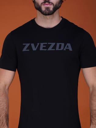 Men’s Round Neck Branded Cotton Jersey T-Shirt Black