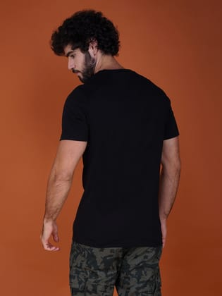 Men’s Round Neck Branded Cotton Jersey T-Shirt Black