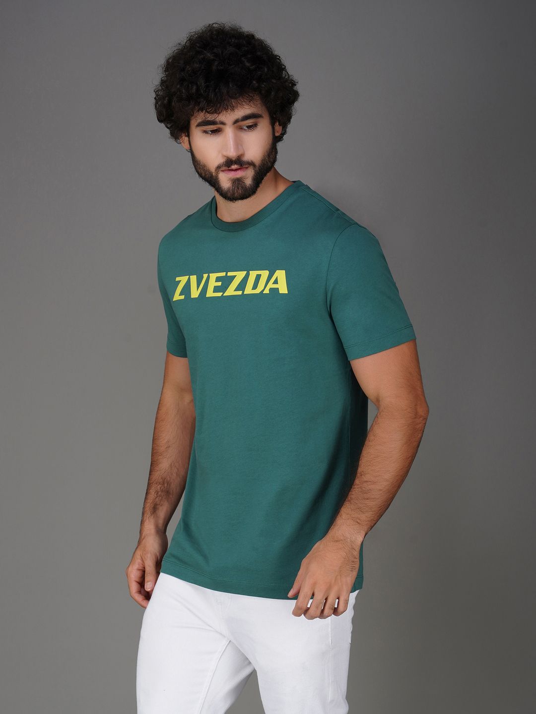 Men’s Round Neck Branded Cotton Jersey T-Shirt Green