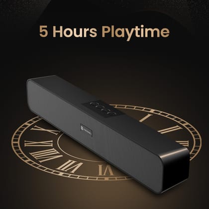 Portronics Decibel 24 | 10W Bluetooth Soundbar Speaker with in Built Mic, HD Sound, Bluetooth 5.3v/USB/TF Card/Aux in, Soundbar for Phone/Laptop/Tablets, Type C Fast Charging (Black)&nbsp;