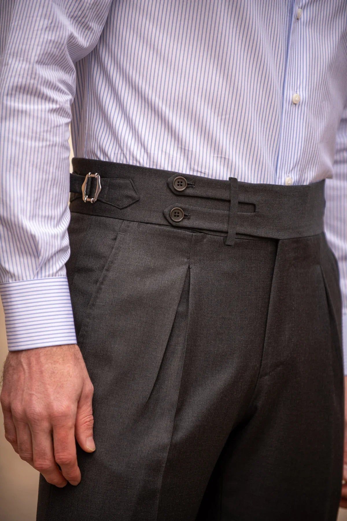Dark Grey Double Buttoned GURKHA PANTS by ITALIANVEGA®-28