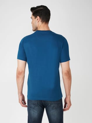 Men’s Trendy Branded Pure Cotton European Fit T-Shirt Blue