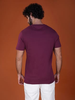 Round Neck Branded Cotton Jersey T-Shirt for Men Maroon