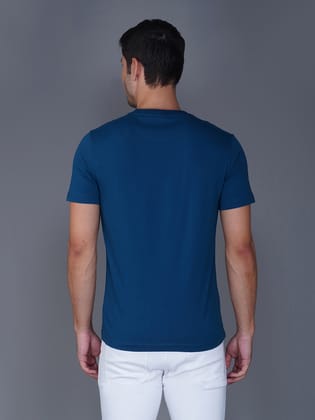 Round Neck Branded Cotton Jersey T-Shirt for Men Blue