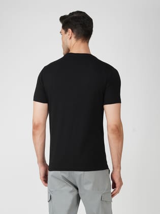 Round Neck Branded Cotton Jersey T-Shirt for Men Black