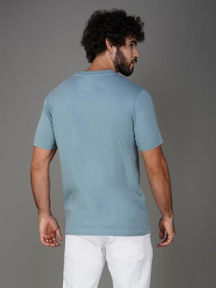 Men’s Branded Casual Wear Cotton Jersey Tee-Light Blue