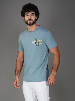 Men’s Branded Casual Wear Cotton Jersey Tee-Light Blue