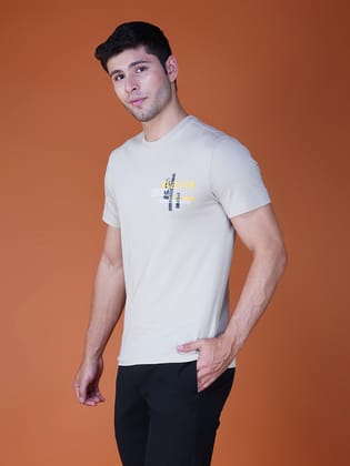 Men’s Branded Casual Wear Cotton Jersey Tee-Grey