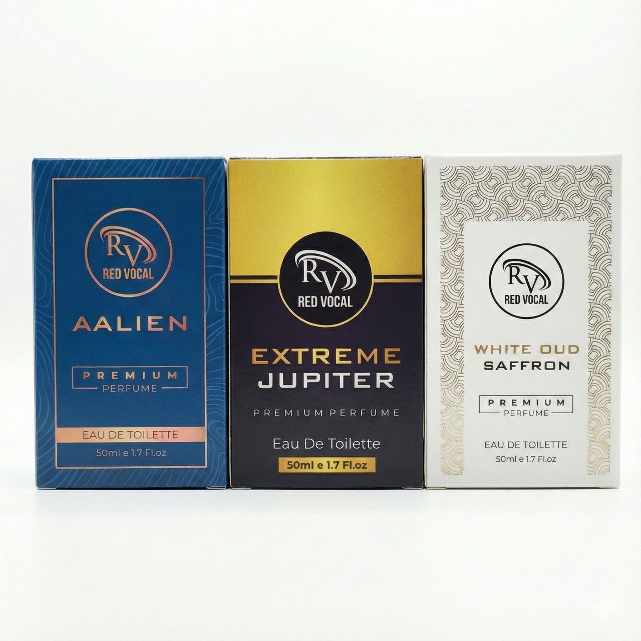 Red Vocal Aalien for Unisex, Extreme Jupiter for Women & White Oud Saffron Premium Perfume for Unisex Combo | Eau De Toilette | 3 x 50ml