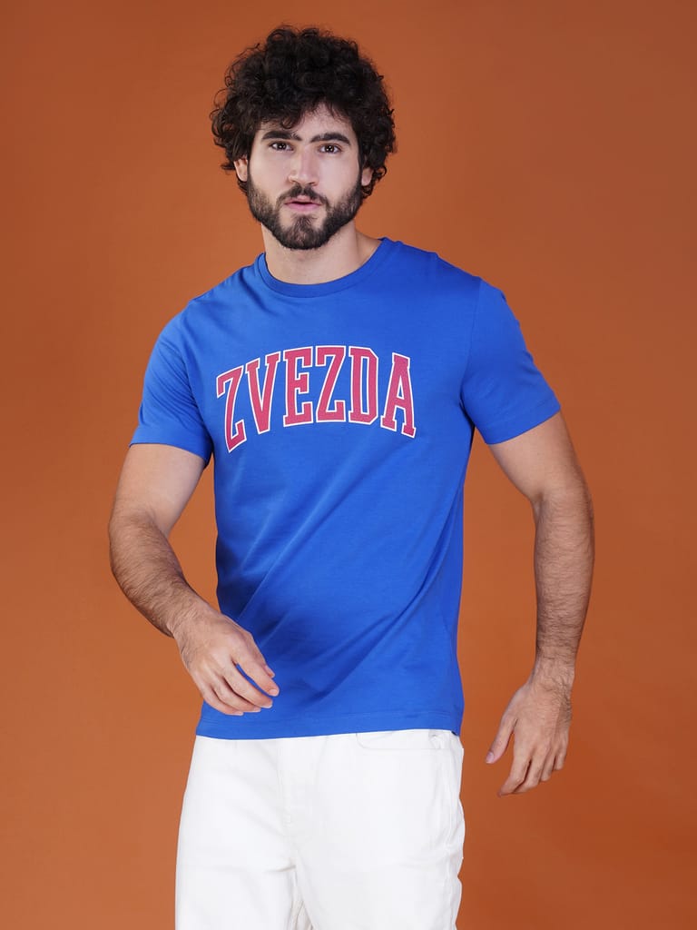 Premium Branded Men’s Cotton Tee-Blue