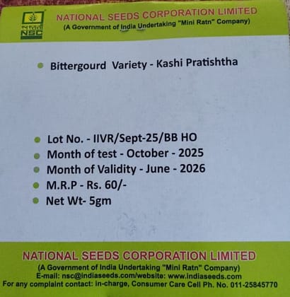 NSC Bitter Gourd Kashi Pratistha Seed NSC Bitter Gourd Kashi Pratistha Seed