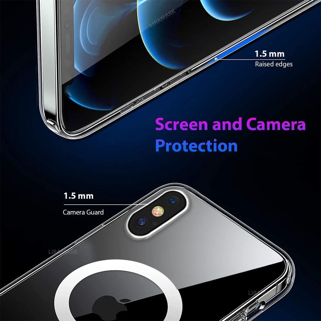 LIRAMARK Magnetic MagSafe Compatible Protective Case for Apple iPhone X/XS (Transparent)