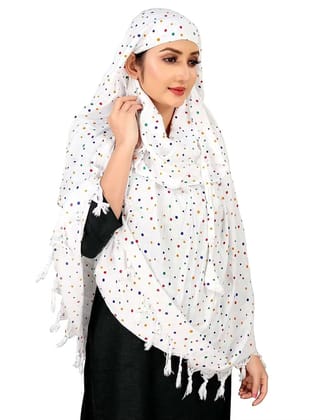 Shiv Textiles All-Season Scarf Pure Cotton White Printed Design Soft Breathable Neck Wrap Headscarf Lightweight Layering Stole Daily Wear Fashion Accessory