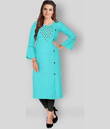 Kapadia - Blue Rayon Women's Straight Kurti ( Pack of 1 )