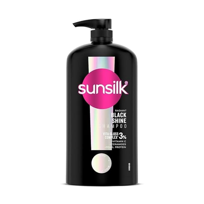Sunsilk Radiant Black Shine Shampoo | Infused with 3% VITA-GLOSS COMPLEX (1 Liter)