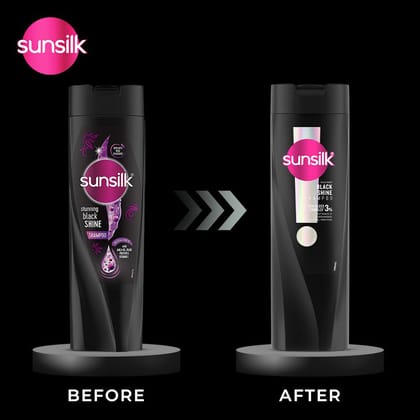 Sunsilk Radiant Black Shine Shampoo | Infused with 3% VITA-GLOSS COMPLEX (1 Liter)