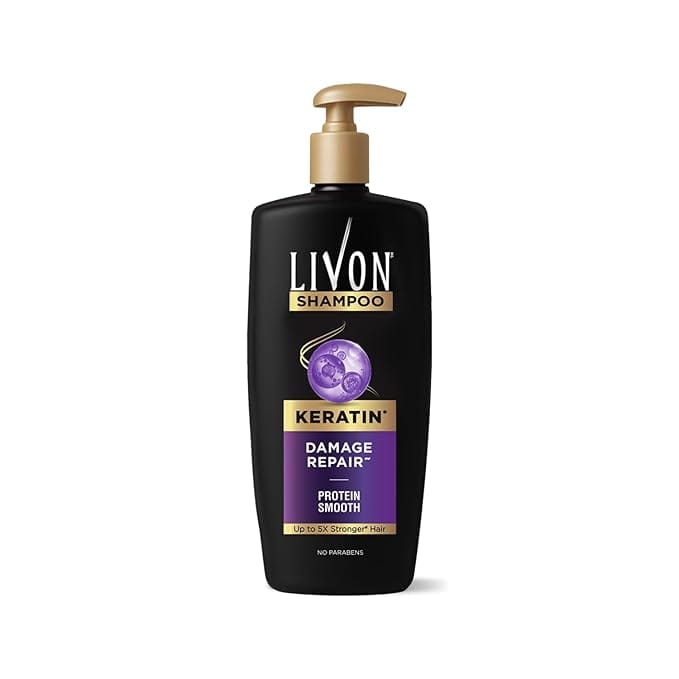 Livon Keratin Shampoo for Women & Men | Repairs Damaged Hair | Smooth & 5x Stronger Hair | No Parabens | 650ml