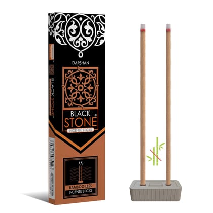 Darshan Incense -6 inch Bamboo Less Dhoop Agarbatti 30g Box Pack of 12 (Black Stone) 
