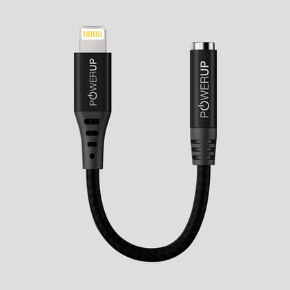 POWERUP Lightning to 3.5 mm Headphone Jack Adapter Cable 12 cm - Black