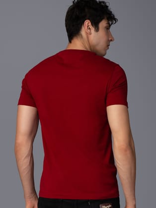 Men’s Trendy Pure Cotton European Fit Branded T-Shirt for Men-Dark Red