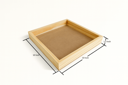 DEVESHA DIY Wooden Serving Tray - 10 × 10 Inch (Without Handle) | Wooden Tray for Art, Craft, Decoupage & Decoration