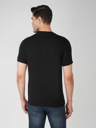 Men’s Pure Cotton Round Neck Branded T-Shirt-Black