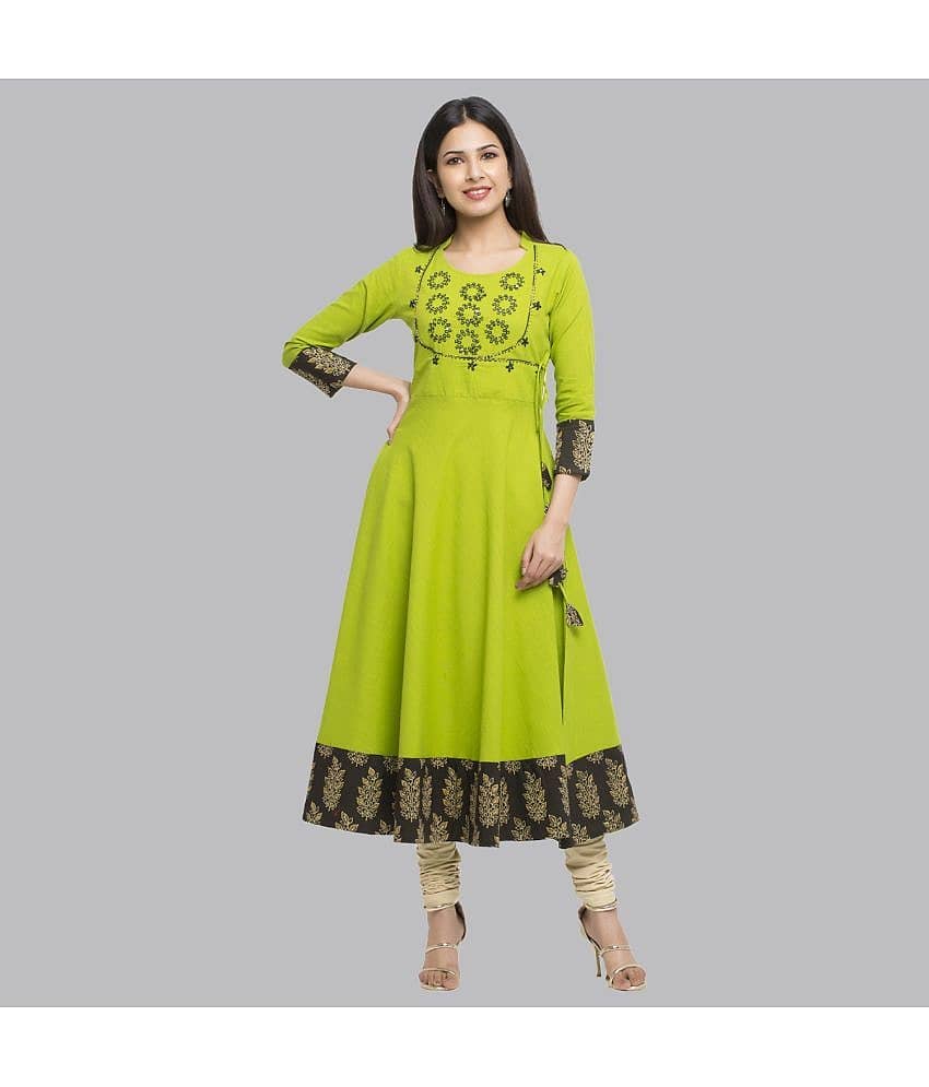 Yash Gallery - Green Cotton Women's Anarkali Kurti ( Pack of 1 )