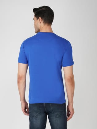 Men’s Breathable Pure Cotton Branded T-Shirt-Blue