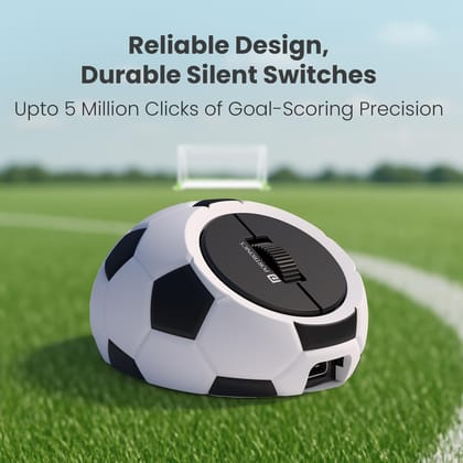 Portronics ToadPlay Football Mini Wireless Bluetooth Mouse with Dual Wireless Connectivity (BT + 2.4 GHz), Rechargeable Battery, Noise-Free Clicking, Multi-Device Pair, Adjust Sensitivity (White)&nbsp;