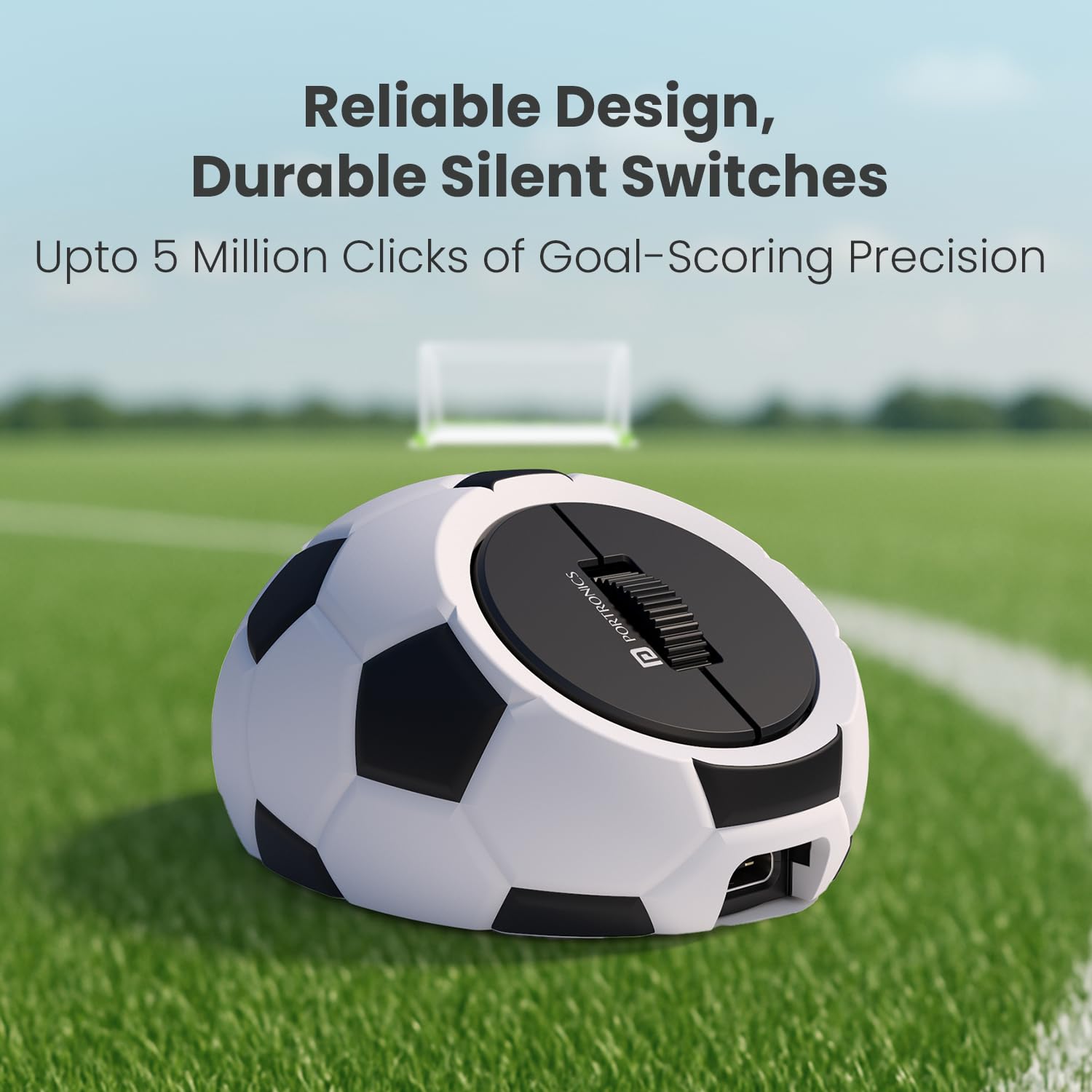 Portronics ToadPlay Football Mini Wireless Bluetooth Mouse with Dual Wireless Connectivity (BT + 2.4 GHz), Rechargeable Battery, Noise-Free Clicking, Multi-Device Pair, Adjust Sensitivity (White)&nbsp;