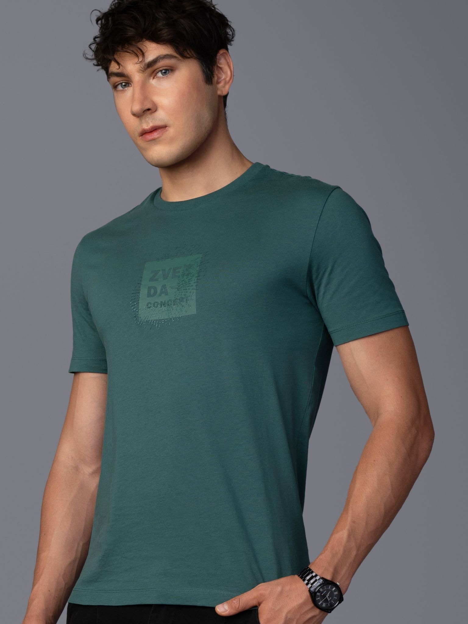 Men’s Premium Pure Cotton Branded T-Shirt-Green