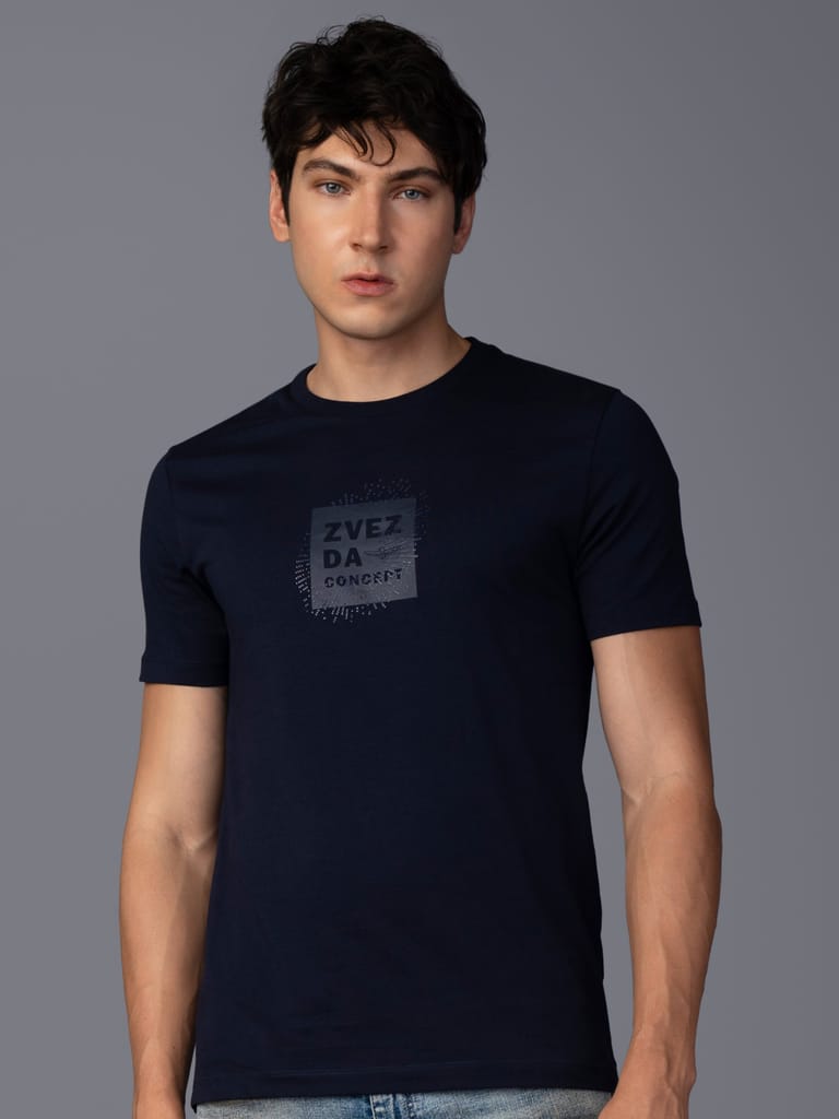 Men’s Premium Pure Cotton Branded T-Shirt-Navy
