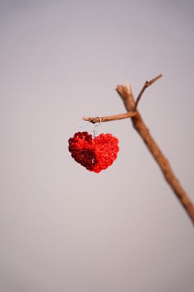 Handmade Crochet Rose Earring Variegated Yarn